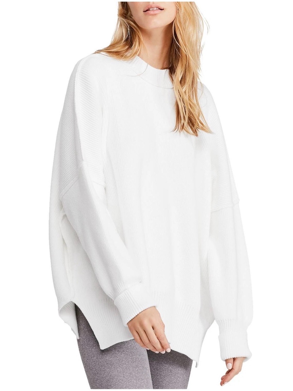 FREE PEOPLE Easy Street Tunic Sweater Painted White XS